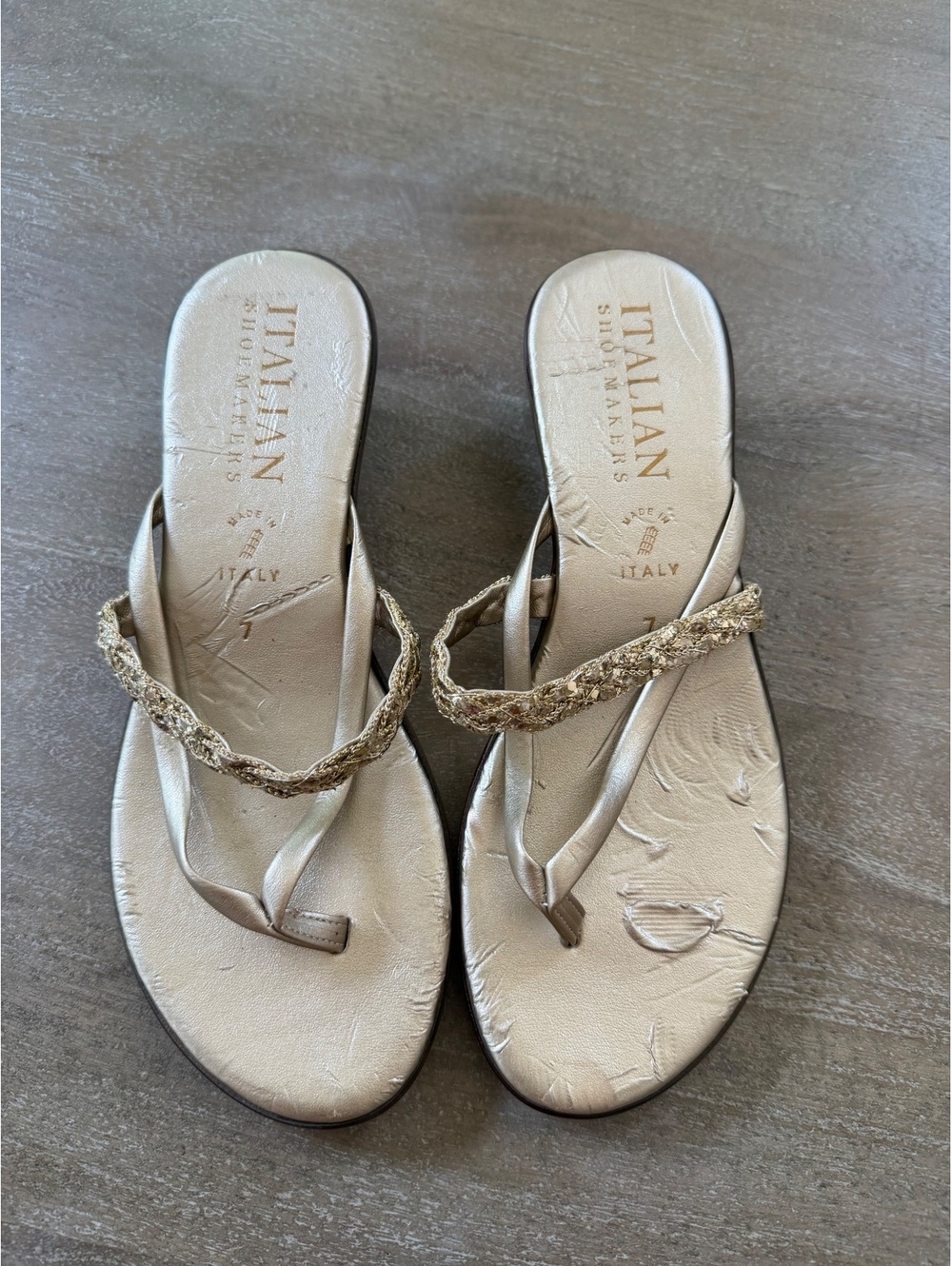 Italian Shoemakers Gold Metallic Sandals  Women’s Size 7 Made in Italy